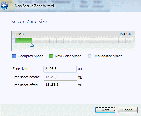changing size of the secure zone